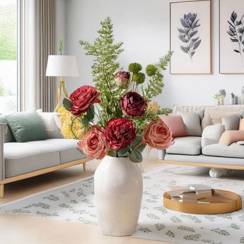 52 см настоящий ручной работы искусственный европейский букет роз отлично подходит для свадебного букета домашний настенный орнамент Настенный декор