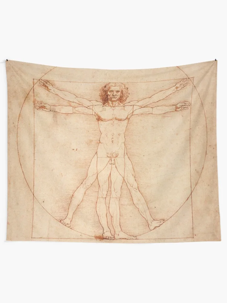 Vitruvian Man by Leonardo Da Vinci (1490) Tapestry Home Decoration Accessories Nordic Home Decor