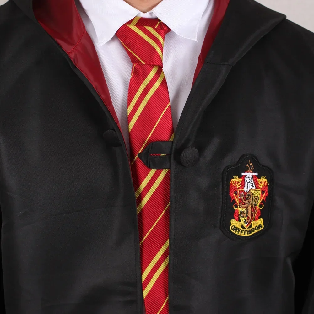 Disfraces de Hogwarts para Cosplay, Escuela de brujería y hechicería, batas Cos, sombrero de mago de Halloween, corbata, bufanda, varita mágica,