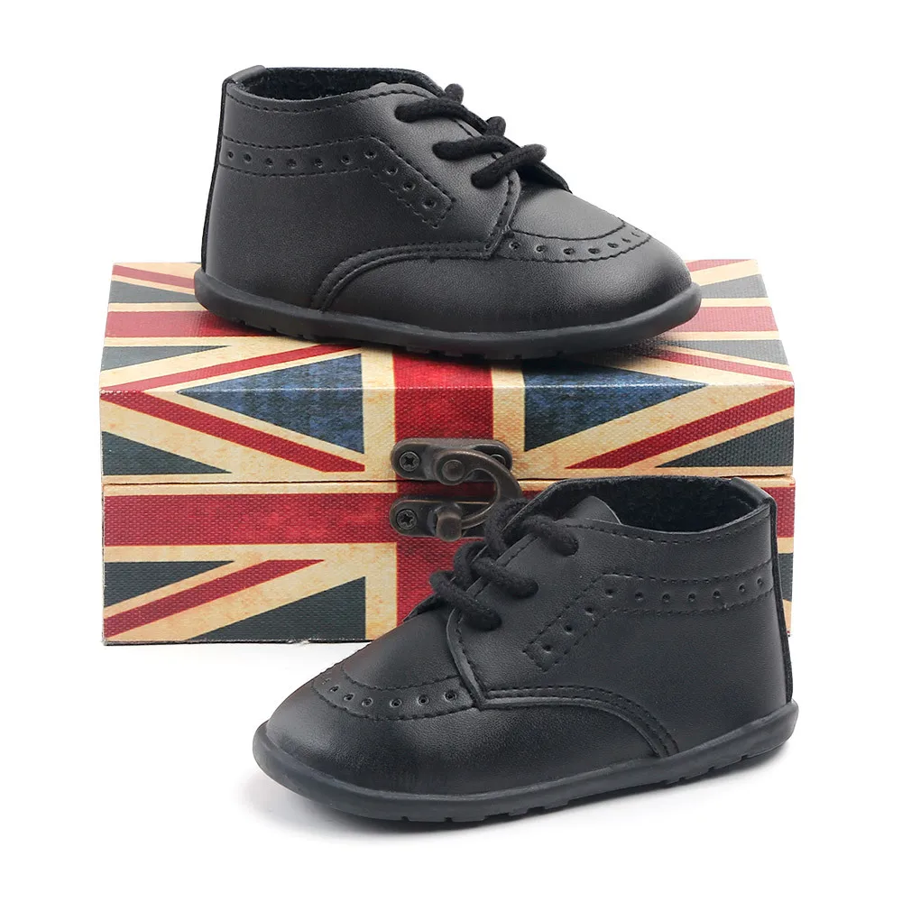 Sapatos Oxford para menino e menina, feitos de couro pu, sola macia, antiderrapante, para caminhada de casamento