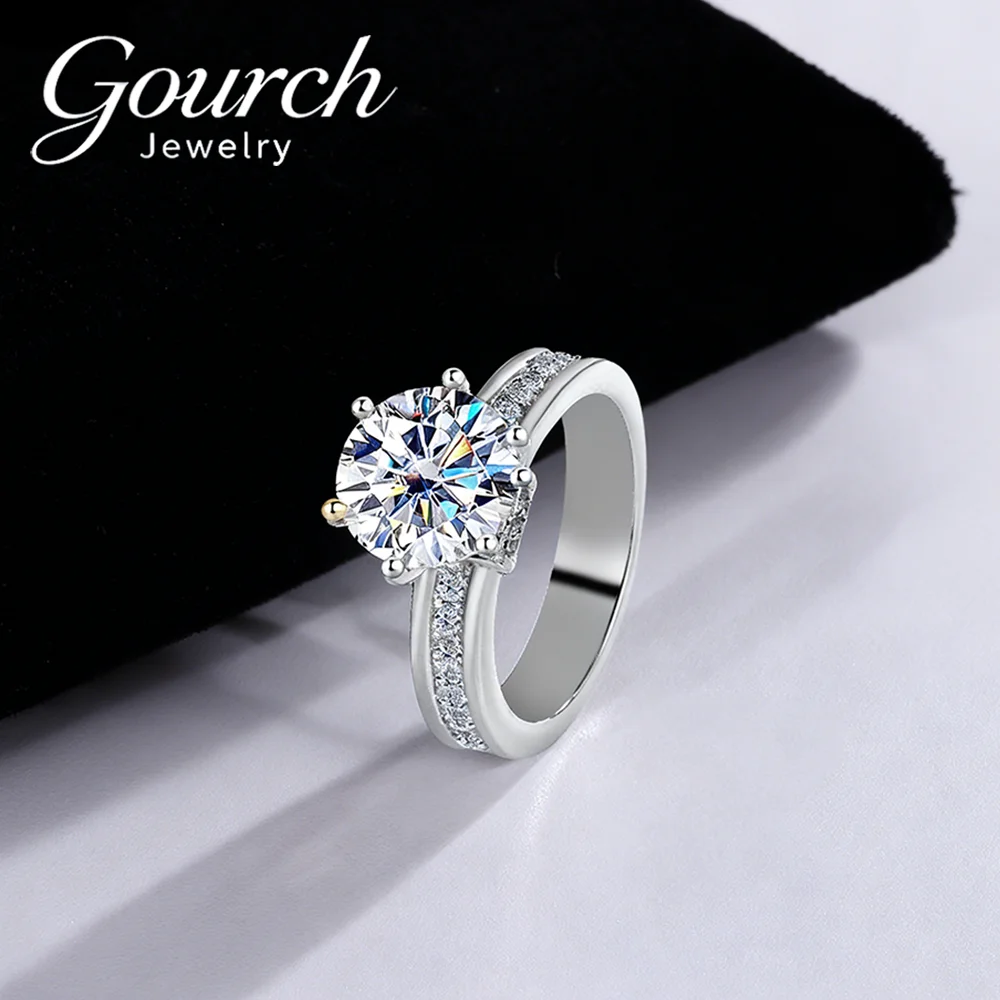 

Gourch S925 Sterling Silver 3CT Moissanite Special Engagement Ring for Women Unique Light Luxury Proposal Jewelry with Gift Box