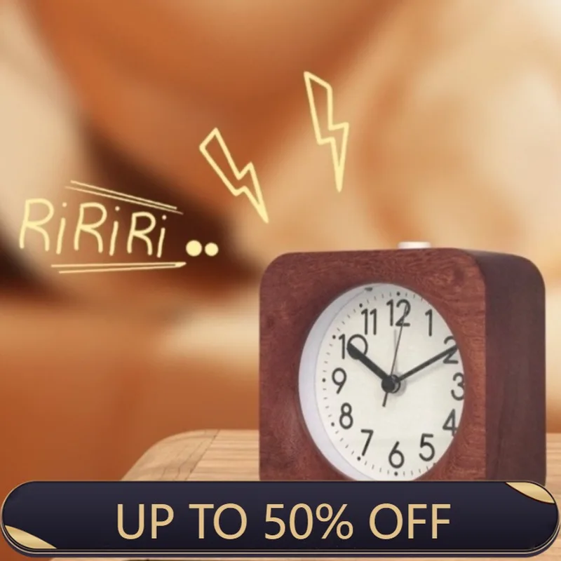 Nordic Modern Bedroom Home Decoration Table Clock Wood Quartz Alarm Clock Luminous Silent Scan Student Wake-up Alarm Watch