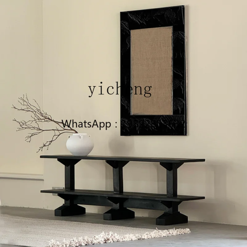 Solid Wood Hallway Shelf Retro Floor Display Rack Middle-Ancient Living Room Wall Multi-Layer Bookshelf