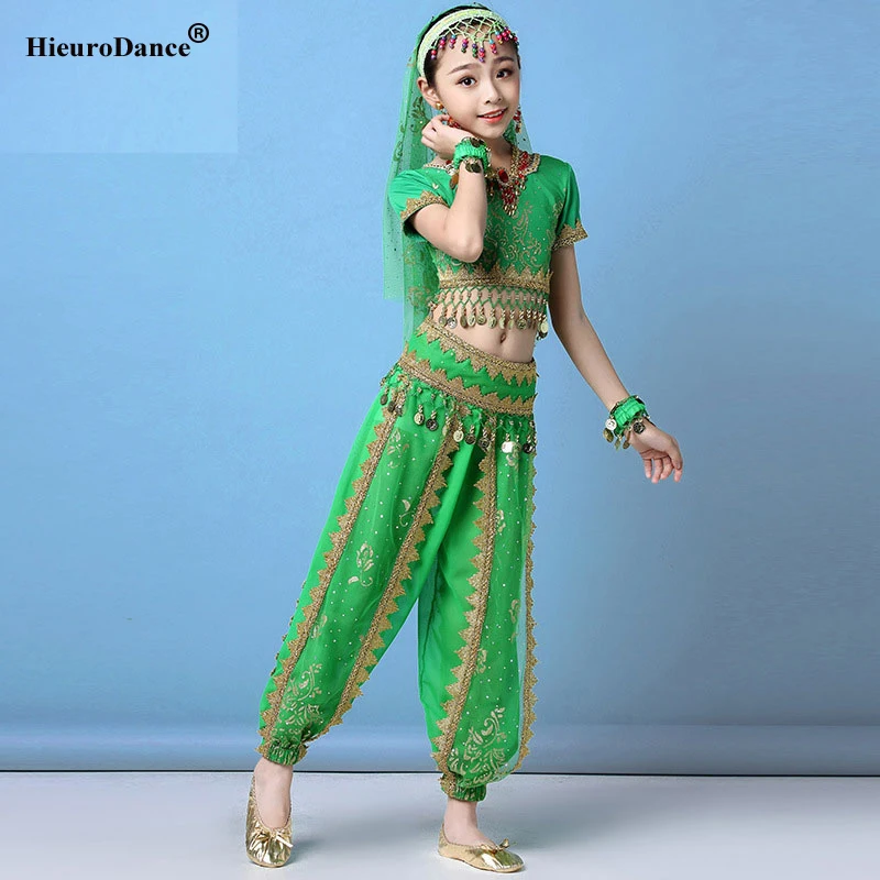 Costume di danza del ventre Set bambini bambino danza del ventre vestiti per ragazza bambini danza del ventre Bollywood Dance Wear 4 colori per scelto