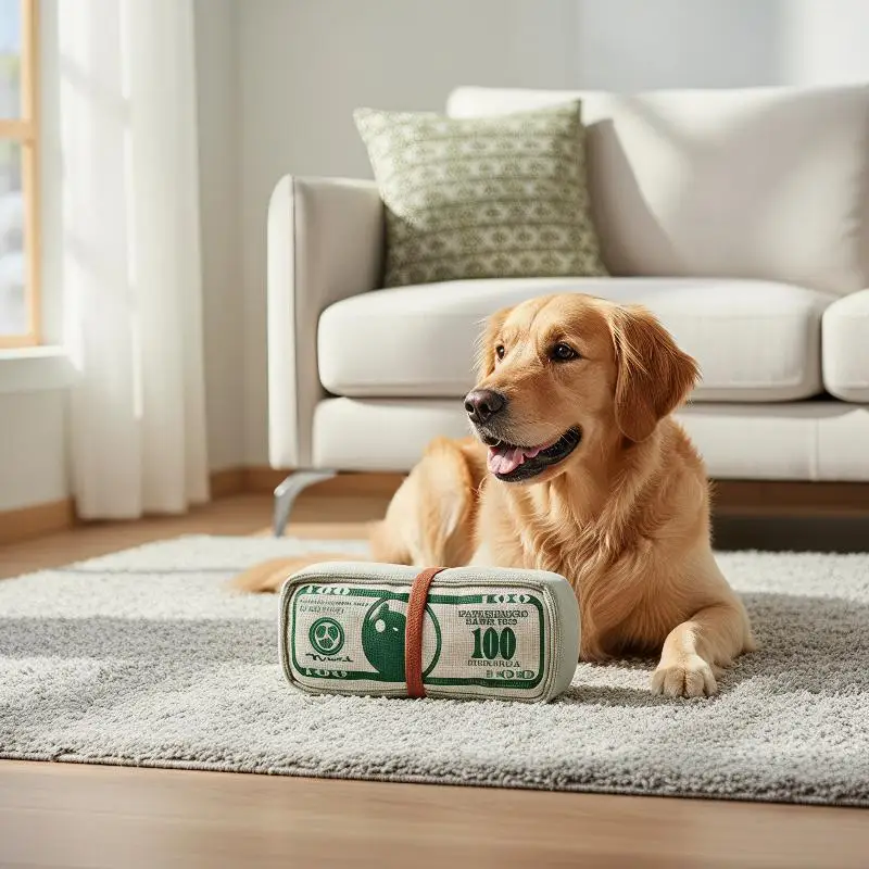 Funny Money Shaped Plush Squeaky Toy, Interactive Crinkle Chew Toy with Sturdy Stitching for Dogs Cats Pet Play