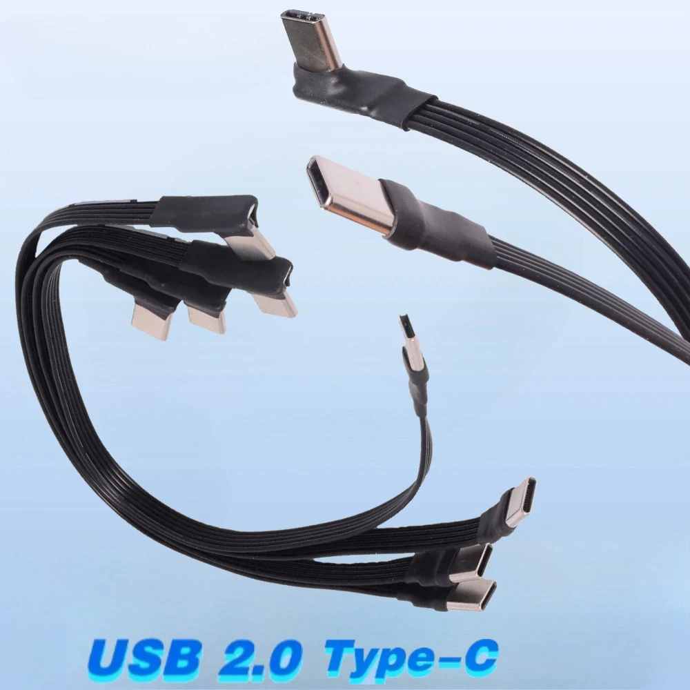 20CM 30CM 10CM 5CM Up Down 90 Angled USB C to USB 2.0 Type C to C Male Data Transfer Flat FFC Extension Cable for Mobile Devices