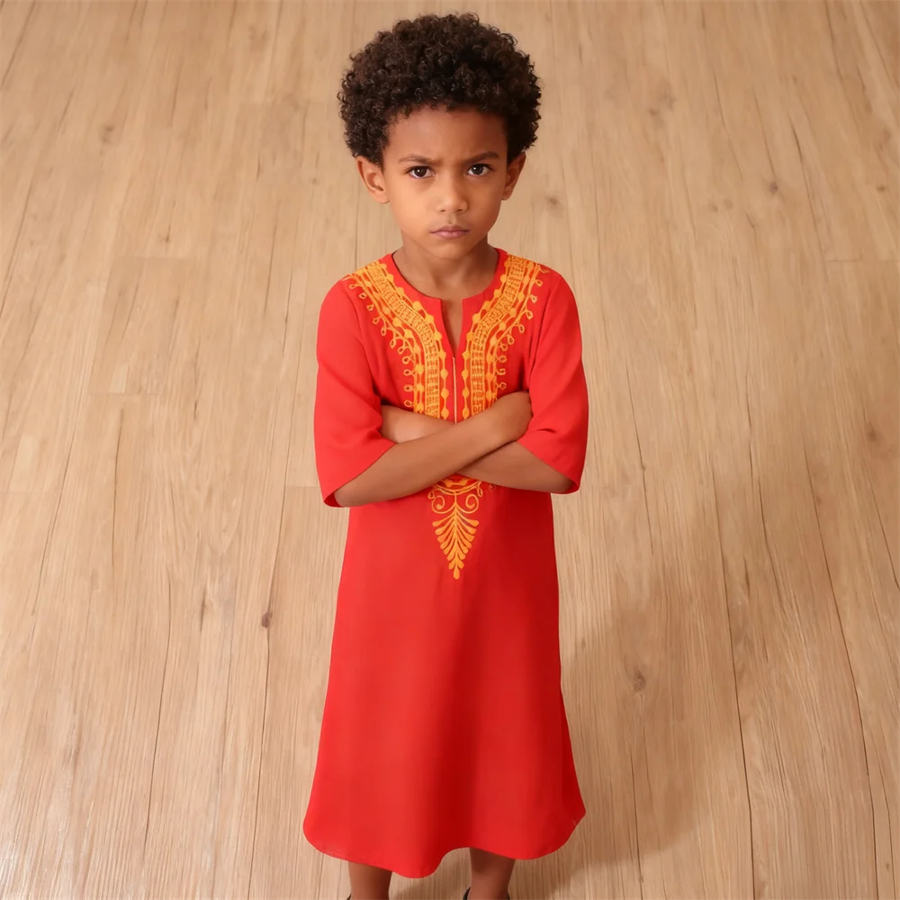 Nuevo Jubba Thobe para niños bata Arabia Saudita vestido musulmán Dubai Abaya Kaftan Islam ropa para niños Thoub Daffah Dishdasha