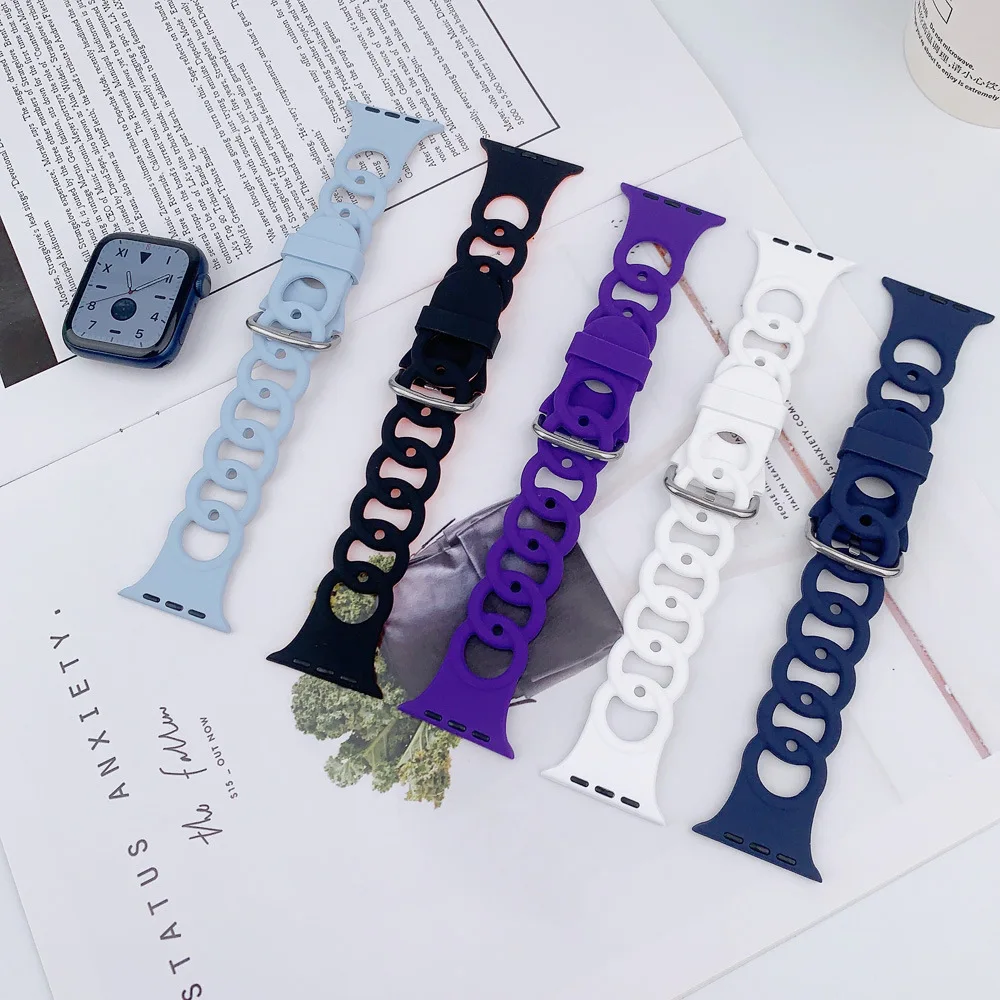 Ремешок Мягкая силиконовая лента для Apple Watch 9 8 7 6 5 4 3SE, браслет для iWatch Ultra 49 мм 45 мм 41 мм 40 мм 44 мм 38 мм 42 мм