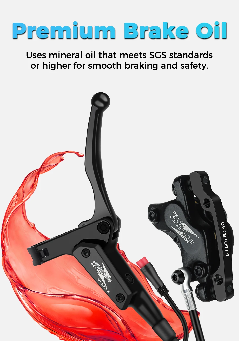 BOLANY Elektrofahrrad 4-Kolben hydraulische Bremsen MTB Scheibenbremse Stromausfall Schutz Mountainbike Bremsen für E-Bike-Teile – Detail 7