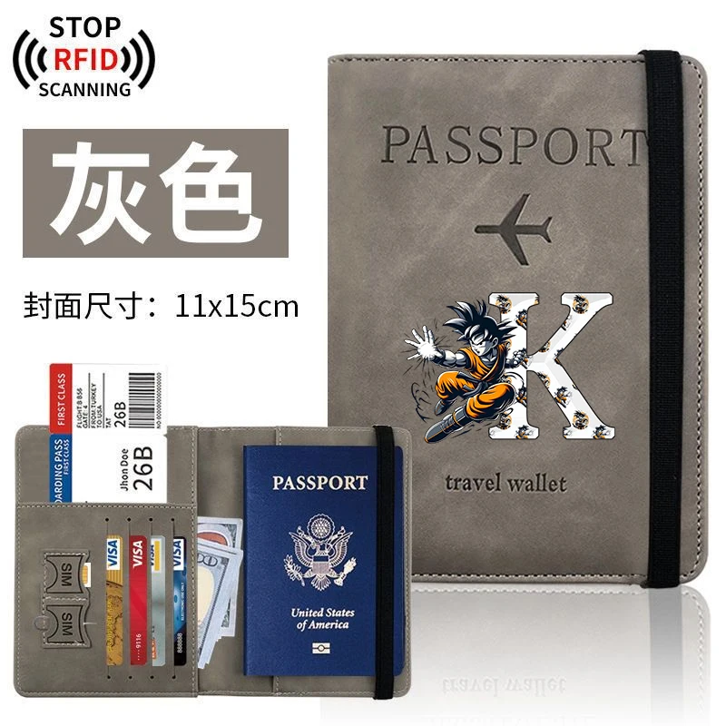 Dragons Ball Passport Covers Women Ultra-thin Document Holder Kawaii Anime Letter A-Z Travel Passport Holder ID Card Covers Gift