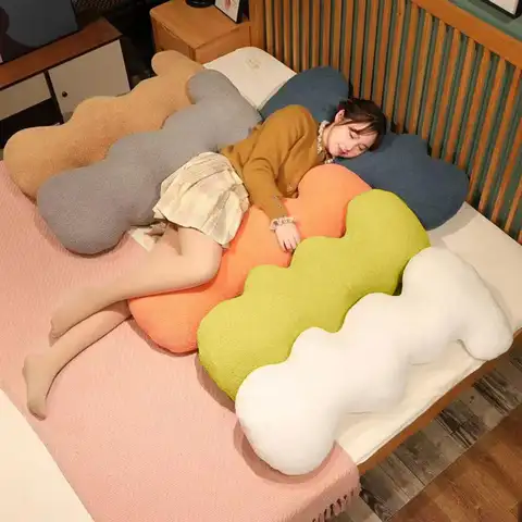 PP 코튼 긴 베개, 귀여운 구름 던지기 베개, 수면 베개, 침실 침대 옆 쿠션, 가정용품