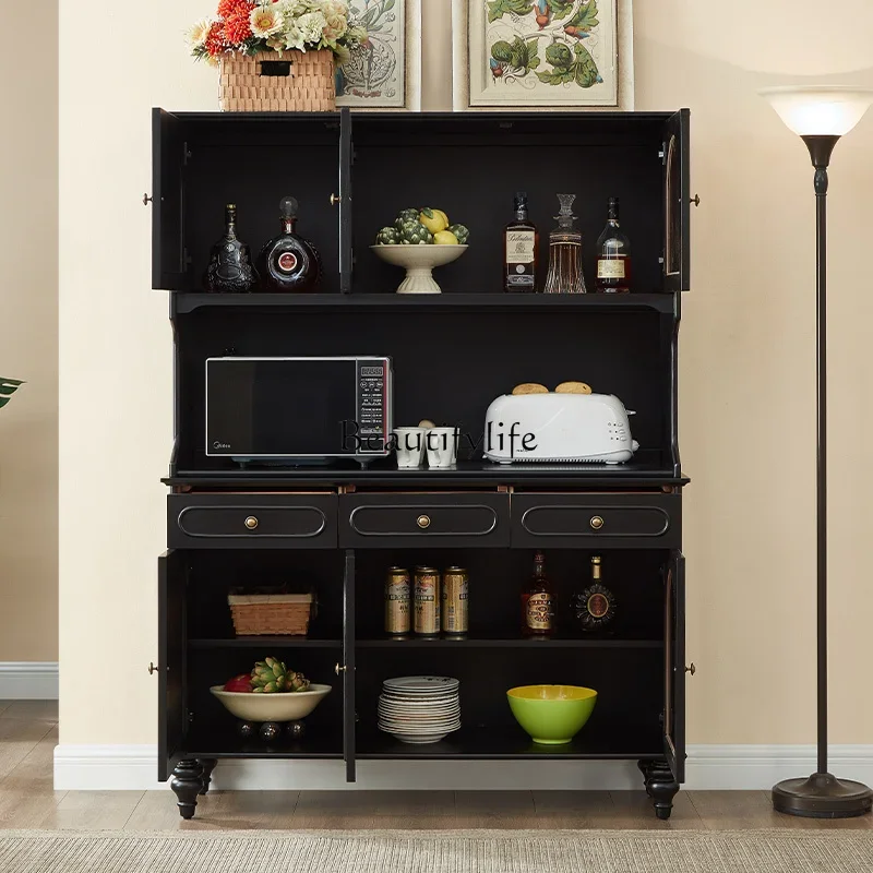 

01 All solid wood retro style French side cabinet American all solid wood restaurant cabinet