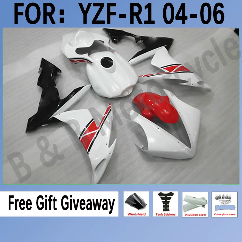 

Комплект обтекателя мотоцикла подходит для Yamaha YZF-R1 2004 2005 2006 YZF1000 04 05 06, обтекатель, красный, белый кузов мотоцикла