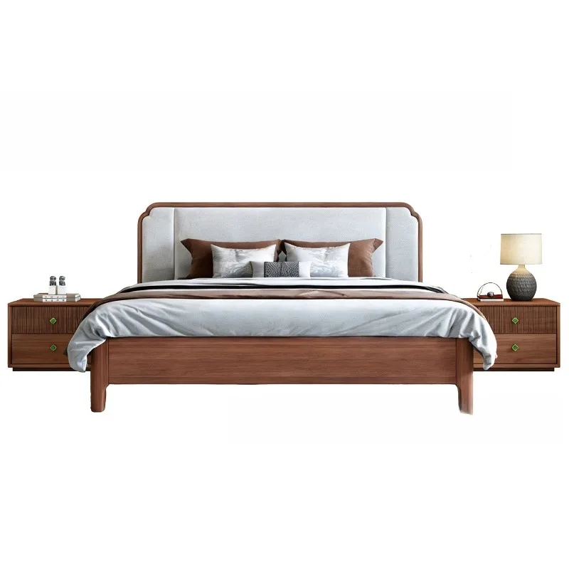 

Solid wood bed high-end medieval double soft bag 1.8 meters master bedroom big bed wedding bed Song-style aesthetics