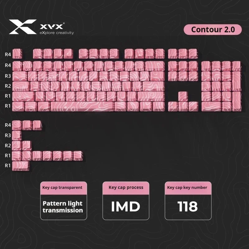 XVX Contour 2.0 Keycap Colorful 61Keys 84Keys 118Keys Light Transmission IMD Side-graved Mechanical Keyboard PC Accessories