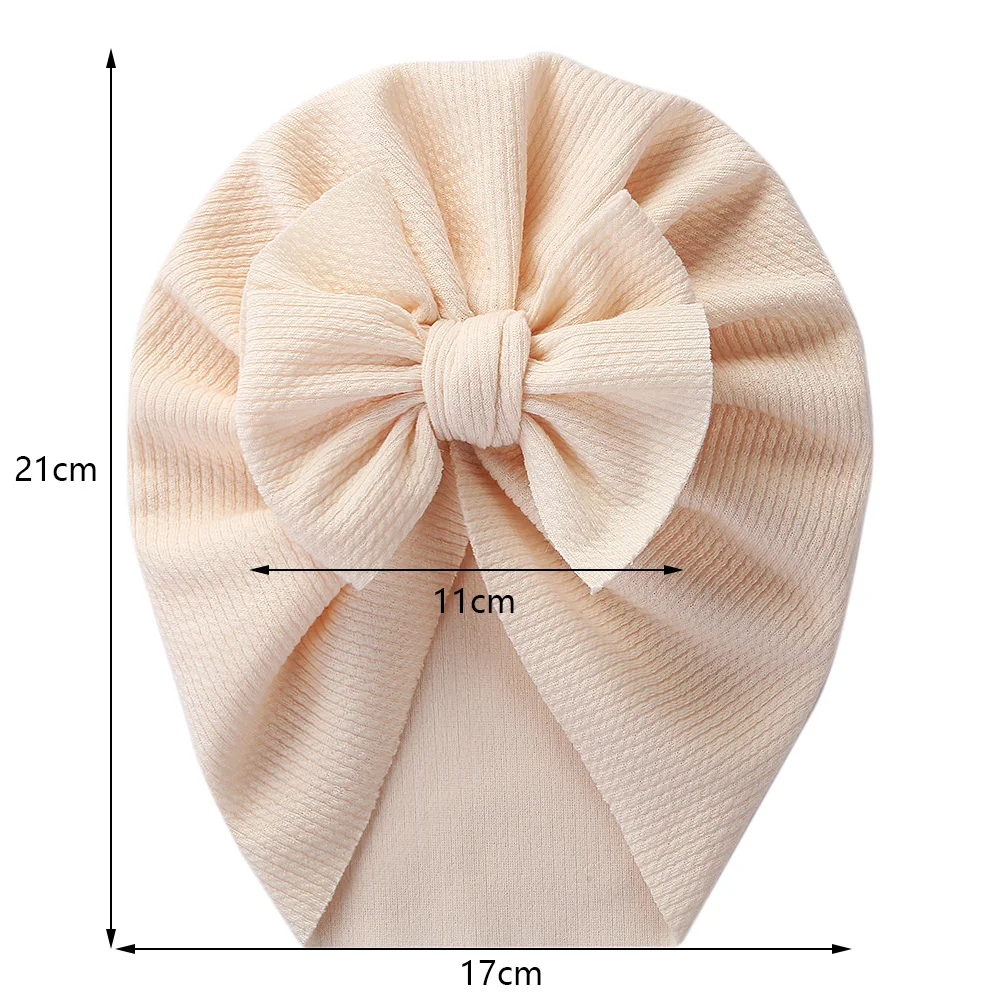 Solid Ribbed Turban Baby Hats Bow Topknot Caps for Newborn Bos Girls Toddler Beanies Hospital Headwraps Kids Hair Accessories