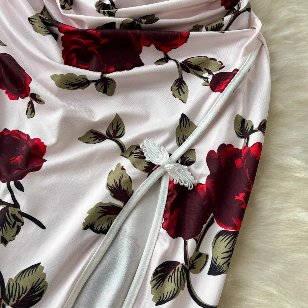 背中の開いた人魚のドレス,カットアウト,ノースリーブ,プリーツ,ヴィンテージ,スリム,甘い,エレガント,夏