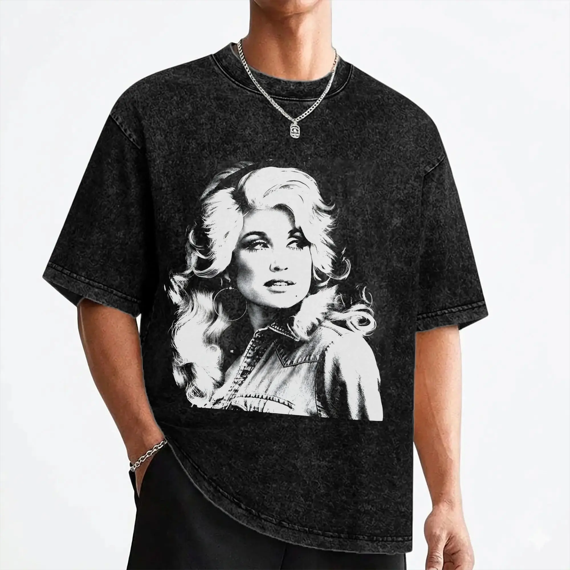 Singer D-Dolly Parton T Shirts Washed Short Sleeve Harajuku T-Shirt  Fashion for Men Women Streetwear Summer Tee Shirt