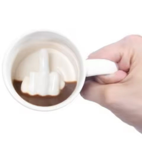 Funny Middle Finger Cup for Coffee Milk and Water, Personality Creative Design, Ceramic Mug, Party Spoof, Drinkware