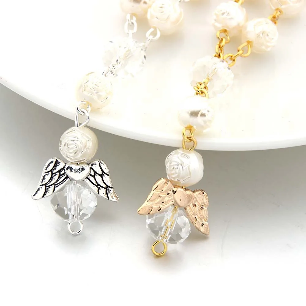 종교 장식품 가톨릭 성찬식 컵 선물, 천사 세례 묵주 팔찌 구슬, 10 개, 20 개, 50 개