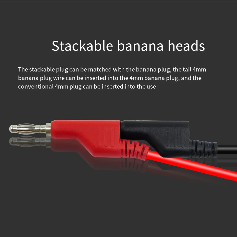 6 Piece Stackable Banana to Banana Test Cable Set with 4 Spring Crocodile Clips for Electrical Testing and Prototyping