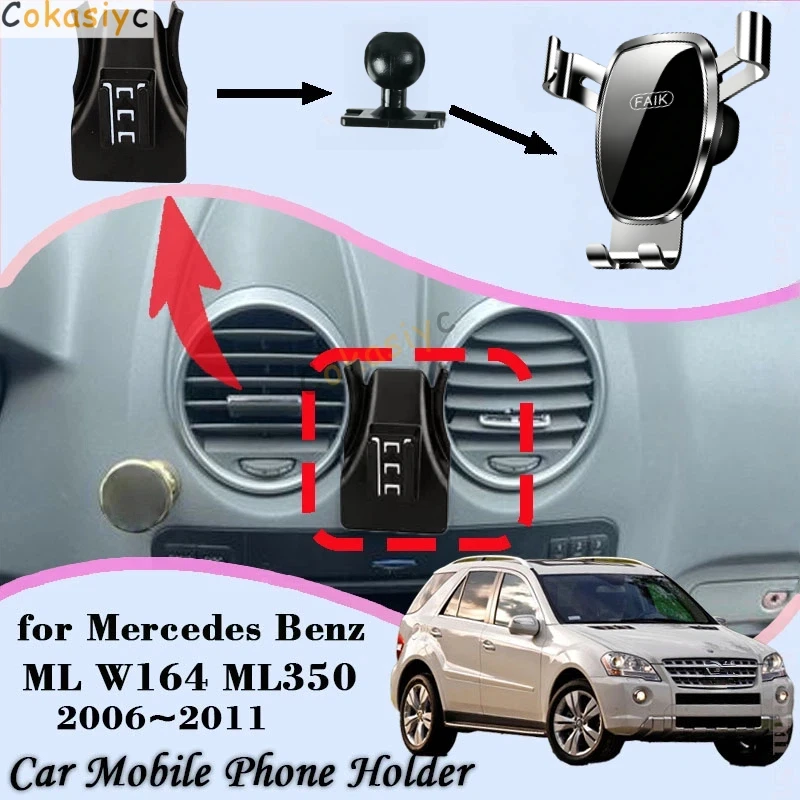 Car Mobile Phone Holder For Mercedes Benz ML W164 ML350 2006~2011 AMG 360 Degree Rotating GPS Special Mount Support Accessories