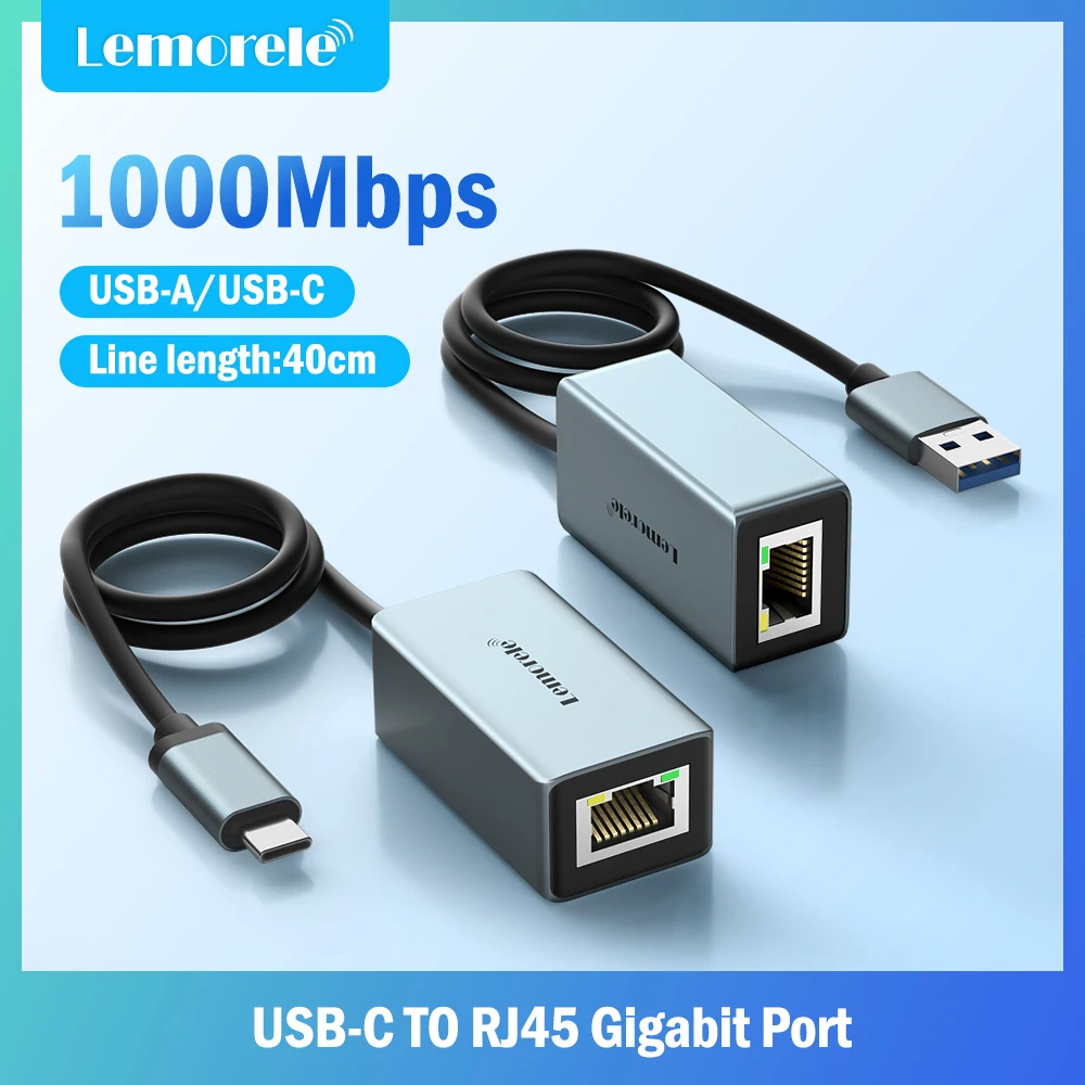 Lemorele TC48 USB Ethernet Adapter USB 3.0 Network Card for Macbook USB C to RJ45 Ethernet Adapter for PC Laptop Network Card