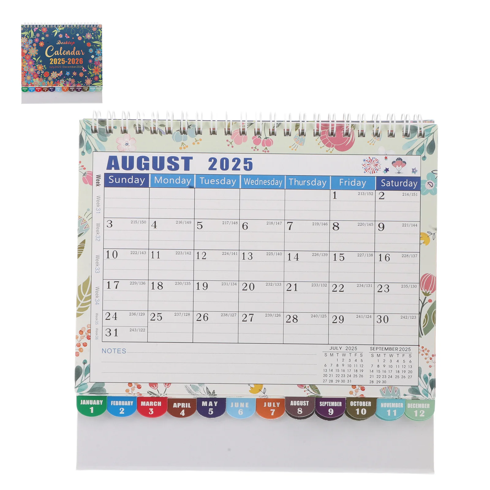 

Floral Desk Calendar 2026 Compact Standing Flip Mini Monthly Planner No Ink Bleed Ideal for Desktop Time Management 25.7-26.12