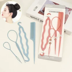 4Pcs/Set Women Lazy Hair Weaving Tool Girl Plastic Needle Ponytail Holder Bun Head Styling Tool Wedding Party Hair Braid