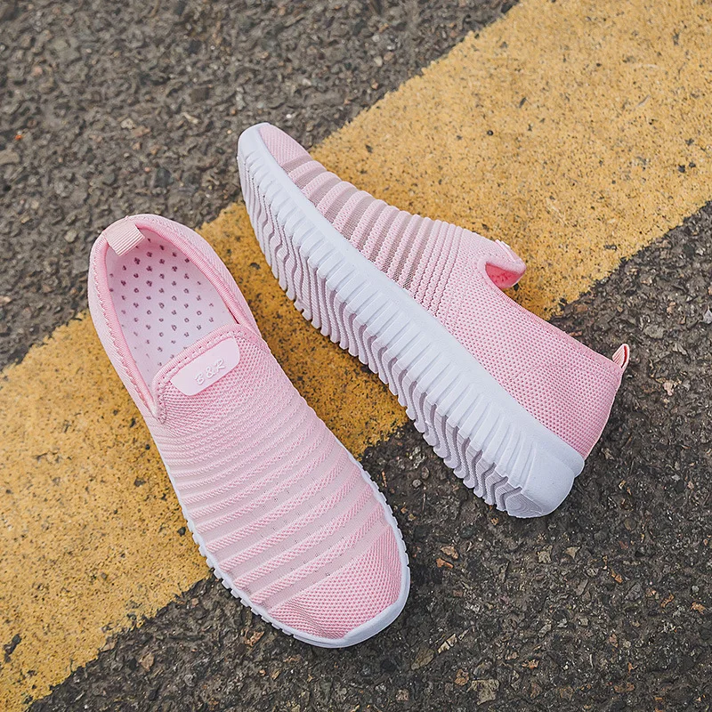 Women Sneakers Summer Women Casual Shoes Fashion Breathable Mesh White Casual Women Shoes Slip-On Light Soft Flats Shoes