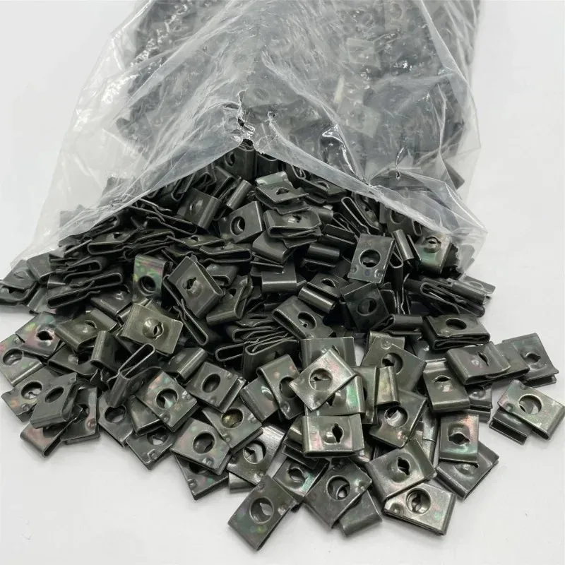 50pcs Metal U-Type Fastener Clip Self-tapping Screw Clips Car Motorcycle Scooter Anti-rust  Buckle Fastener Screw Base