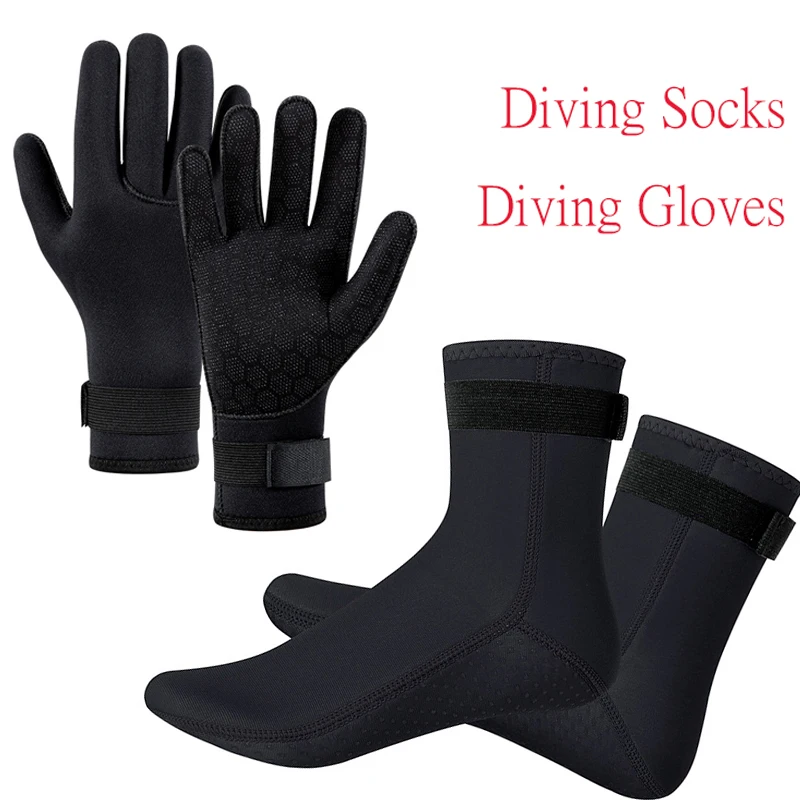 Gants de plongée en néoprène 3mm, chaussettes chauffantes d'hiver antidérapantes, chaussettes de plage portables, bottes, combinaison de plongée en apnée, canoë