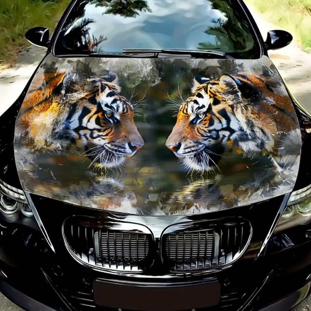 Striking Tiger Print Auto Sticker - Made in the USA, Premium Quality