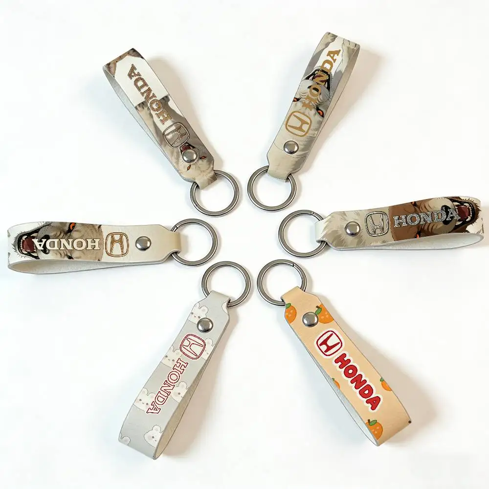 For HONDA ferocious beast Soft PU Leather Motorcycle Keychain Lightweight Key Holder For Scooter Racing