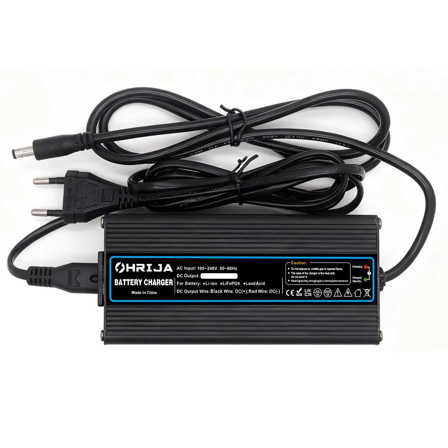 الشاحن الذكي OHRIJA 54.6V 2A مناسب لبطاريات ليثيوم 13S 48V مع غلاف من سبائك الألومنيوم، بدون مروحة، صامت، DC5.5*2.1