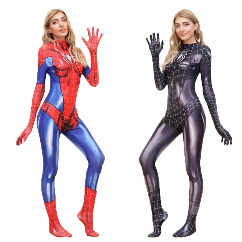 Woman Spiderman Cosplay Costume Sexy Spandex Bodysuit Superhero Zentai Suit Carnival Party Fancy Dress