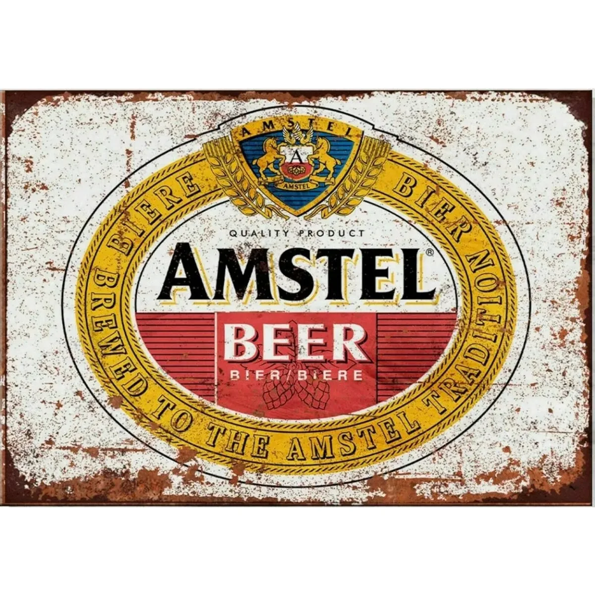 Letrero de Metal de cerveza Amstel, decoración de pared, letrero de lata Retro