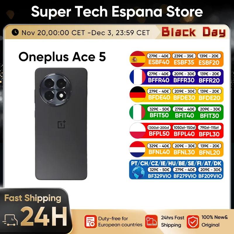Oneplus Ace 5 5g Smartphone Snapdragon 8 Gen 3 6.78 ''écran Amoled 80W Supervooc Charge 6415Mah batterie 50Mp Android 15.0 Ota Oneplus Ace 5 5g Smartphone Snapdragon 8 Gen 3 6.78 ''écran Amoled 80W Supervooc Charge 6415Mah batterie 50Mp Android 15.0 Ota