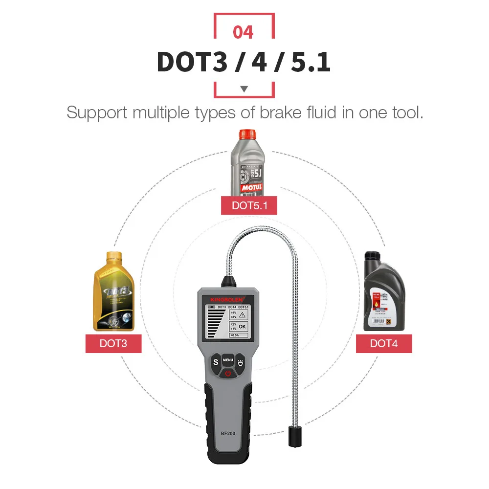 Auto Brake Fluid Tester Digital Car Brake Oil Tool BF200 DOT3 DOT4 DOT5.1 LED Indicator Check Display Auto Oil Tool PK BF100