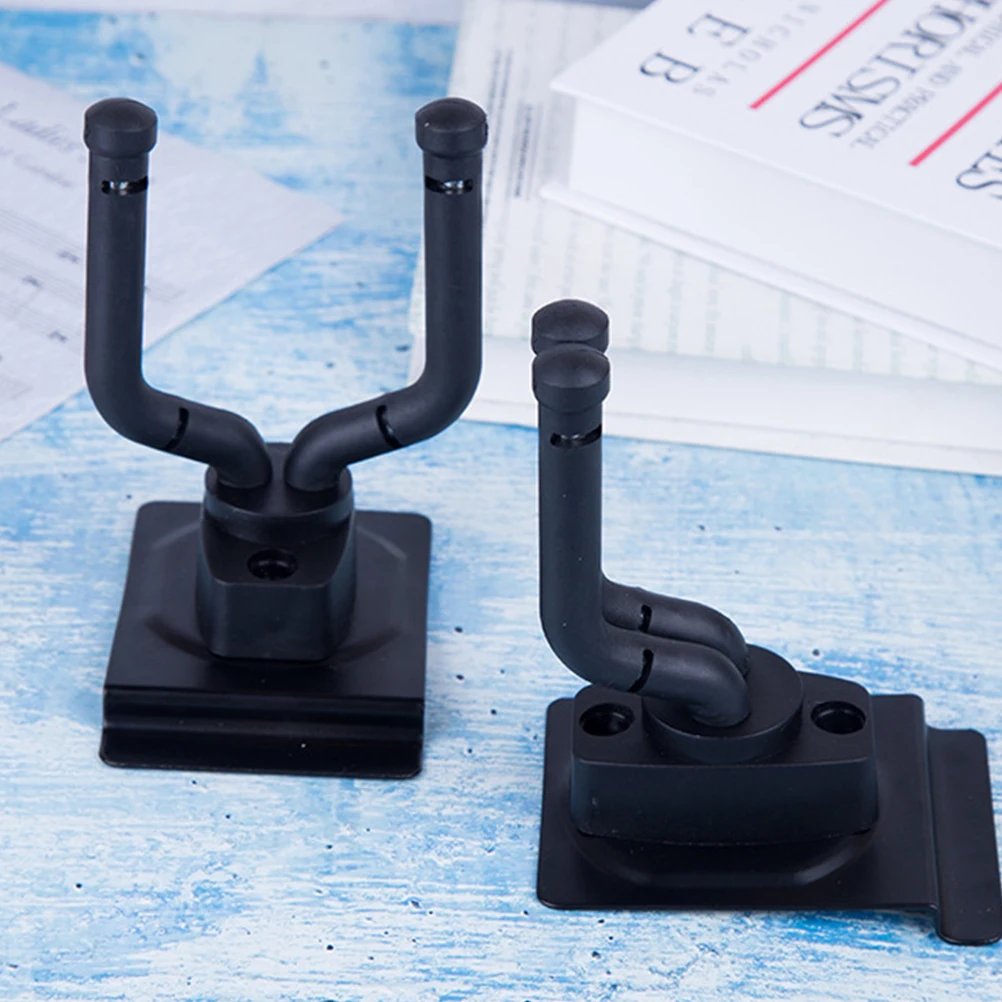 

2PCS Guitar Wall Hook Wall Mount Groove Plate Rack Plastic Bracket Hanger for String Instrument Folk Guitar (Black)