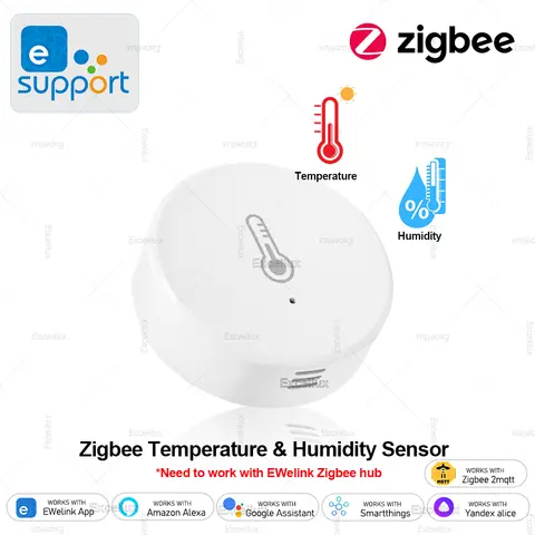 EWelink Smart Zigbee Temperature Humidity Sensor App Control Indoor Thermometer Monitor Home Automation Works With Alexa Google