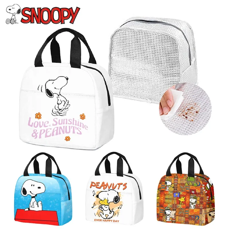 Snoopy torby na lunch do szkolnego biura przenośne torby na lunch Cartoon Bento torba do przechowywania izolowane torby piknikowe na zewnątrz