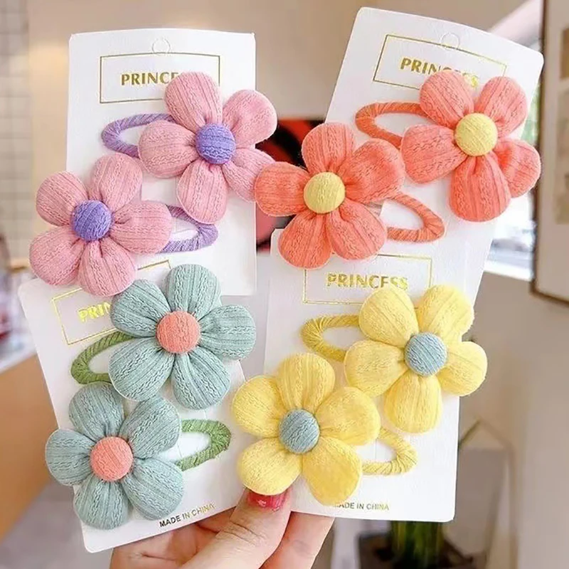 2Pcs Cute Flower Cartoon Hairpin Baby Girls Kids Hair Clips Pins Flowers Barrette For Children Clip Hairclip Headwear