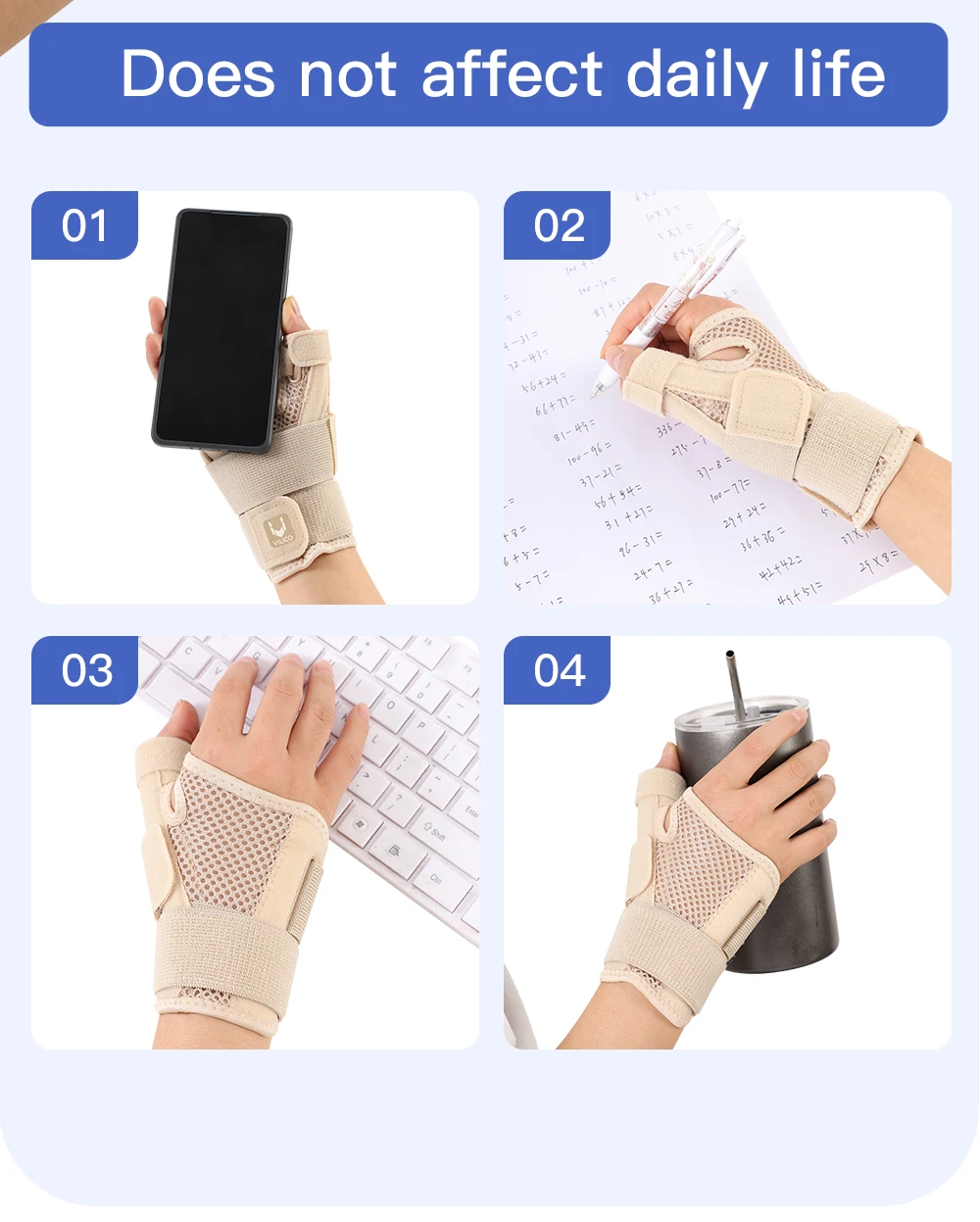 Flexible Schiene, Handgelenk-Daumen-Stützorthese für Sehnenentzündung, Arthritis, atmungsaktiver Daumenschutz, passend für die rechte und linke Hand – Detail 7