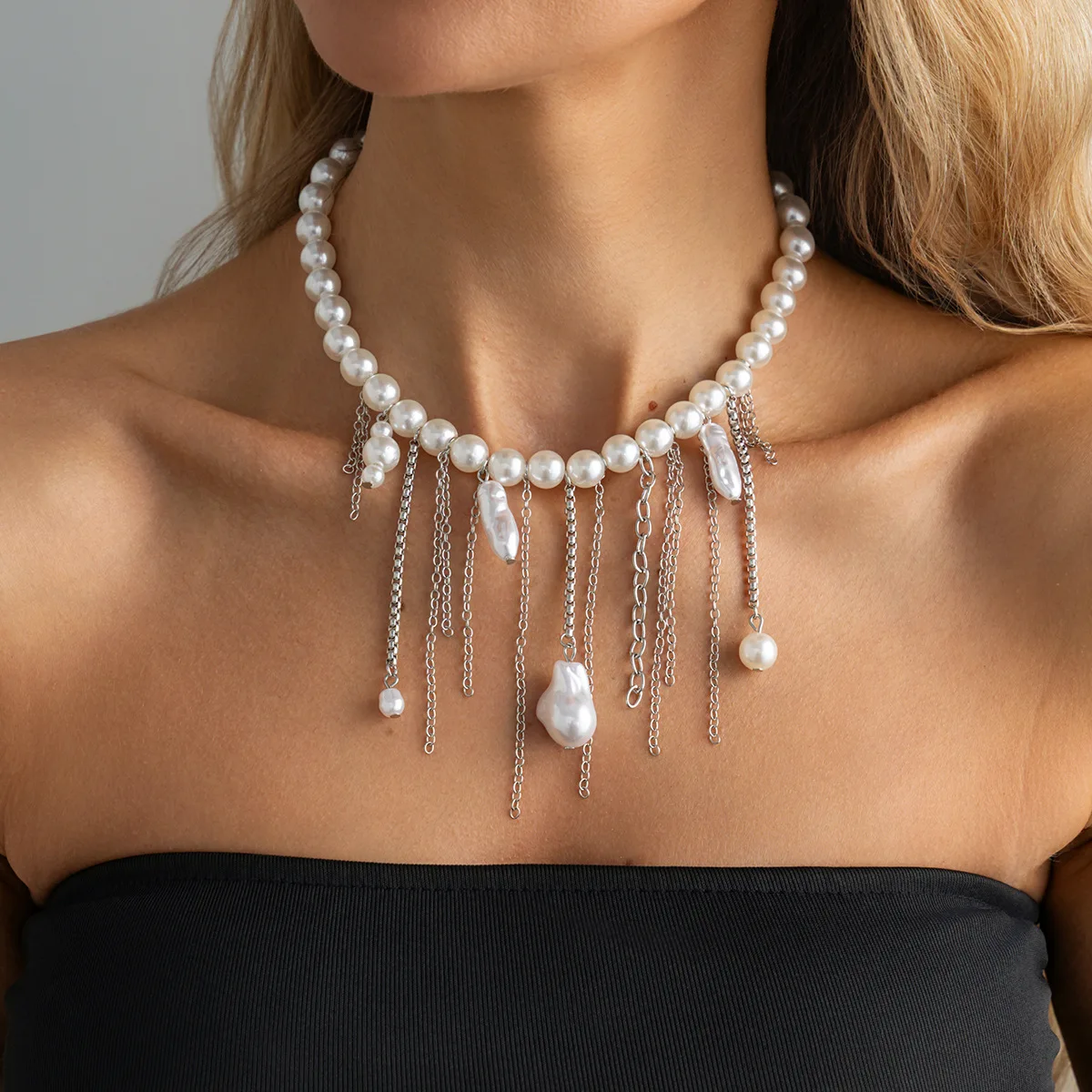 Boho Opposite Sex Imitation Pearl Chain Tassel Pendant Necklace 2026 Simple Sweet Girl Fashion Birthday Jewelry