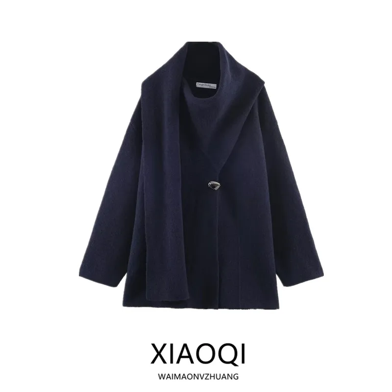 

2025 Winter New Arrival Women's Faion Knitted ort Coat Jaet Versatile Scarf Matching Coat Button Front Open Cardigan