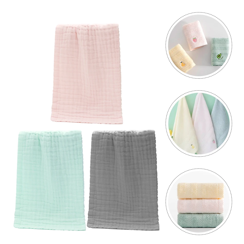 

3 pcs Baby Face Towels Bamboo Fiber Washcloths Cartoon Fruit Embroidery Soft H Towels Bathroom Infant Care