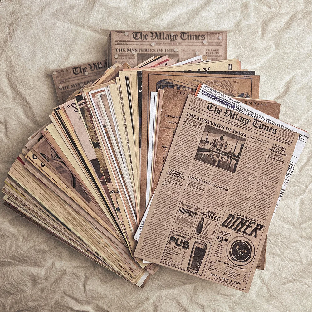118Pcs Vintage Old Newspaper Craft Paper Pack Retro Travel Tickets Art Paper Junk Journal Ephemera Collage Scrapbooking Material view 3