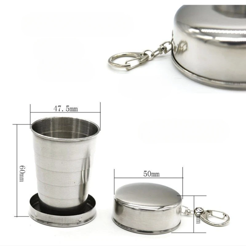 Aço inoxidável Viagem Portátil Folding Cup, Telescópico Pequeno Vidro De Água, Metal Vidro De Vinho, Grau Alimentar