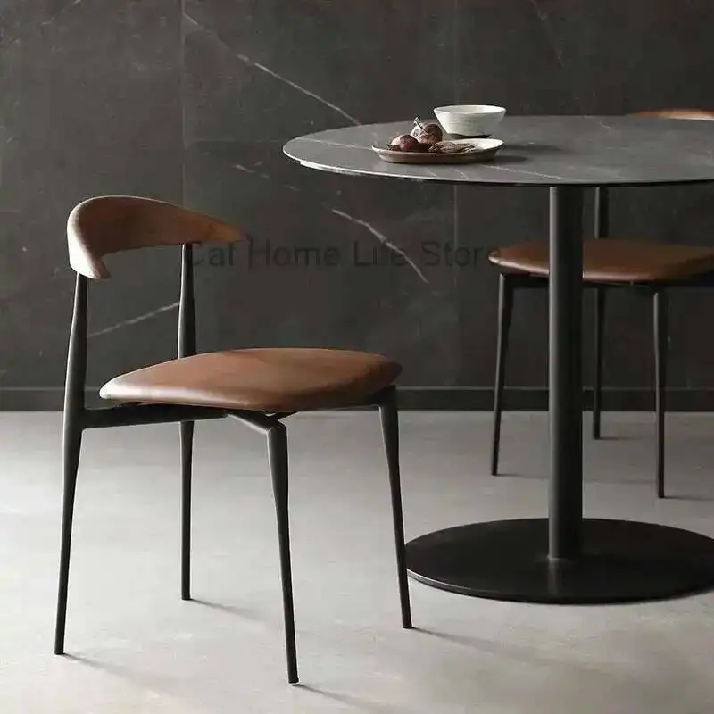 

Nordic Dining Luxury Solid Wood Backrest Light Chair Simple Iron Art Horn Chair Restaurant Home Cadeiras Mesa Office Chair